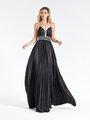 Val Stefani 3915RG black sparkle jersey A-line with beaded trim necklines and pleated skirt