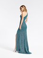 Val Stefani 3916RD simply yet elegant sparkly metallic jersey formal gown with kick train Val Stefani 3916RD simply yet elegant sparkly metallic jersey formal gown with kick train
