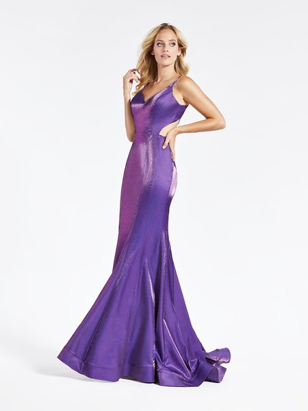 Val Stefani 3920RA affordable shiny satin deep sweetheart with thin straps mermaid gown in purple Val Stefani 3920RA affordable shiny satin deep sweetheart with thin straps mermaid gown in purple