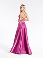 Val Stefani 3924RY sexy yet sophisticated lace-up back floor length full A-line prom gown in shiny satin