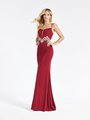 Val Stefani 3925RA wine and nude square neck with thin straps satin jersey mermaid prom dress Val Stefani 3925RA wine and nude square neck with thin straps satin jersey mermaid prom dress