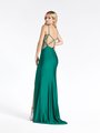 Val Stefani 3933RA illusion inset with beaded appliques at side bodice mermaid gown with open back and kick train Val Stefani 3933RA illusion inset with beaded appliques at side bodice mermaid gown with open back and kick train
