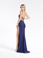 Val Stefani 3934RA dazzling strappy open back sheath prom gown with kick train in stretchy jersey Val Stefani 3934RA dazzling strappy open back sheath prom gown with kick train in stretchy jersey