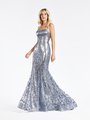 Val Stefani 3936RC glitter sequin print net mermaid gown with horsehair trim hem in captivating charcoal Val Stefani 3936RC glitter sequin print net mermaid gown with horsehair trim hem in captivating charcoal