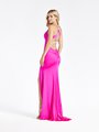 Val Stefani 3941RE sexy cutout back beaded rhinestones kick train mermaid gown with ruching at back