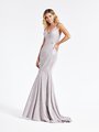 Val Stefani 3945RW dusty pink metallic print jersey mermaid with V-neck with thin straps and beaded belt Val Stefani 3945RW dusty pink metallic print jersey mermaid with V-neck with thin straps and beaded belt
