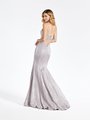 Val Stefani 3945RW fashion forward open back with cutout mermaid in metallic print jersey and kick train Val Stefani 3945RW fashion forward open back with cutout mermaid in metallic print jersey and kick train