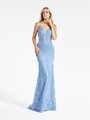 Val Stefani 3948RD embroidery floral lace fabric over sparkle tulle trumpet formal gown in sky blue with unlined bodice Val Stefani 3948RD embroidery floral lace fabric over sparkle tulle trumpet formal gown in sky blue with unlined bodice