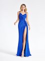 Val Stefani 3950RB sweetheart with straps glitter print net sheath gown with thigh high front slit in ravishing royal blue Val Stefani 3950RB sweetheart with straps glitter print net sheath gown with thigh high front slit in ravishing royal blue
