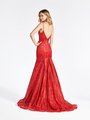 Val Stefani 3955RB glitter print net empire waist mermaid gown with deep V-back and horsehair trimmed kick train Val Stefani 3955RB glitter print net empire waist mermaid gown with deep V-back and horsehair trimmed kick train