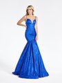 Val Stefani 3955RB royal blue sleeveless glitter print net deep sweetheart mermaid prom dress with horsehair trim hem Val Stefani 3955RB royal blue sleeveless glitter print net deep sweetheart mermaid prom dress with horsehair trim hem