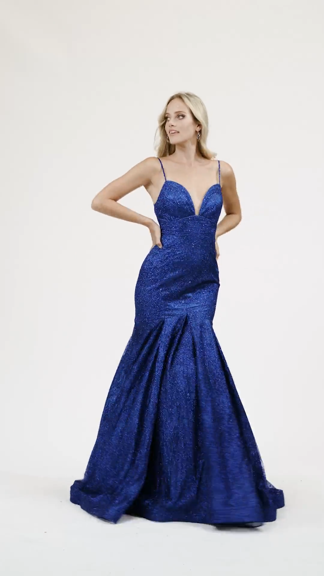 Val Stefani 3955RB beautiful deep sweetheart and deep V-back mermaid formal gown in glitter print net with empire waist Val Stefani 3955RB beautiful deep sweetheart and deep V-back mermaid formal gown in glitter print net with empire waist