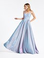 Val Stefani 3956RC blue metallic Mikado A-line gown with unlined sweetheart bodice covered in re-embroidered lace appliques Val Stefani 3956RC blue metallic Mikado A-line gown with unlined sweetheart bodice covered in re-embroidered lace appliques