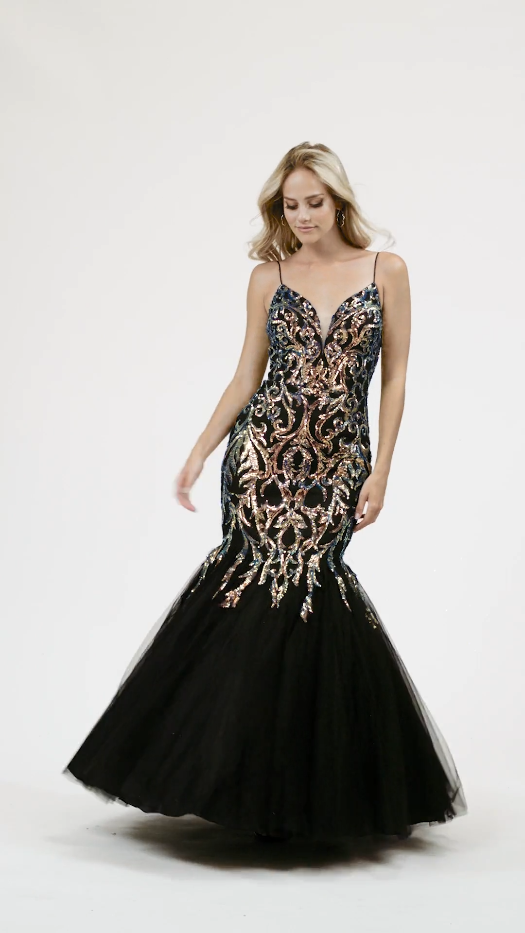 Val Stefani 3957RE timeless mermaid formal gown in embroidered sequin and tulle fabric with deep sweetheart and deep V-back Val Stefani 3957RE timeless mermaid formal gown in embroidered sequin and tulle fabric with deep sweetheart and deep V-back