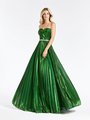 Val Stefani 3960RB green strapless sweetheart pleated A-line prom gown in shiny stretch satin Val Stefani 3960RB green strapless sweetheart pleated A-line prom gown in shiny stretch satin