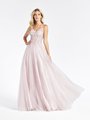 Val Stefani 3962RB sweetheart with thin straps unlined beaded bodice with sparkle net flowy A-line skirt in dusty pink