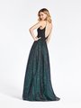Val Stefani 3967RW eye-catching floor length glitter print net and re-embroidered lace appliques A-line with deep V-back