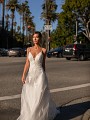 Shimmery Tulle A-line Bridal Dress with Deep Sweetheart Neckline and Thin Straps Simply Val Stefani Ashlyn S2162 Shimmery Tulle A-line Bridal Dress with Deep Sweetheart Neckline and Thin Straps Simply Val Stefani Ashlyn S2162