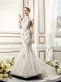 Val Stefani ANJA style D8089 vintage high halter neck Chantilly lace wedding dress with godet skirt Val Stefani ANJA style D8089 vintage high halter neck Chantilly lace wedding dress with godet skirt