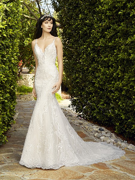 Val Stefani GARLAND style D8133 timeless head-to-toe re-embroidered lace V-neck bridal gown Val Stefani GARLAND style D8133 timeless head-to-toe re-embroidered lace V-neck bridal gown