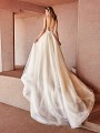 Val Stefani ARIETTA horsehair trim hem tulle detachable train over sexy deep V-back mermaid bridal gown Val Stefani ARIETTA horsehair trim hem tulle detachable train over sexy deep V-back mermaid bridal gown