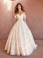 Val Stefani HARPER beautiful lace appliques over tulle and lace fabric bridal ball gown with trendy swag sleeves Val Stefani HARPER beautiful lace appliques over tulle and lace fabric bridal ball gown with trendy swag sleeves