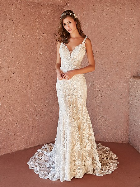 Style OTTAVIA figure-flattering lace mermaid bridal gown with deep V-neck and beadings Style OTTAVIA figure-flattering lace mermaid bridal gown with deep V-neck and beadings