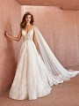 Val Stefani THALIA princess-inspired re-embroidered lace fabric full A-line gown with beading and detachable cape Val Stefani THALIA princess-inspired re-embroidered lace fabric full A-line gown with beading and detachable cape