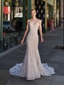 Val Stefani VIRGO autumn shimmer tulle mermaid dress with sweetheart neckline and swag sleeves 