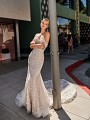 Val Stefani VIRGO sexy fitted mermaid wedding dress with sequin details and lace swag sleeves  