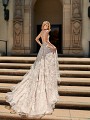 ValStefani ORION shimmer tulle semi-cathedral wedding train with illusion bateau back 