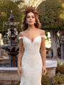 Glamorous Lace and Beaded Bodice with Swag Sleeves and Sequin Sparkles Val Stefani Alina D8241