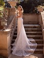 Deep V-shaped back Sparkly Mermaid Dress with See Through Chapel Train and Thin Straps Val Stefani Elena D8242 Deep V-shaped back Sparkly Mermaid Dress with See Through Chapel Train and Thin Straps Val Stefani Elena D8242