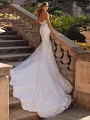 Sparkle Tulle Open Illusion Back Mermaid Bridal Gown with Cathedral Statement Train Val Stefani Lux D8245