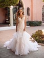 Sexy Sparkly Lace Mermaid Wedding Dress with Cascade Tulle Skirt Val Stefani Nura D8246 