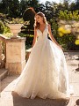 Shimmer Tulle Full A-line Wedding Dress with Spring Floral Lace and Illusion Straps Val Stefani Oralee D8247