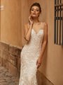 Val Stefani LONDON Beaded Deep Sweetheart with Illusion Inset Mermaid Gown with Beaded Double Spaghetti Straps