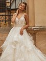 Val Stefani ROMA Radiant Deep V-Neck Gown with Illusion Inset and Beaded Re-Embroidered Floral Lace Applique Decorated Bodice Val Stefani ROMA Radiant Deep V-Neck Gown with Illusion Inset and Beaded Re-Embroidered Floral Lace Applique Decorated Bodice