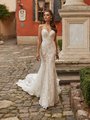 Val Stefani VIENNA Sexy Mermaid Bridal Gown with Ornate Filigree Re-Embroidered Lace Appliques with Glass Beads and Sequins