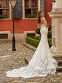 Val Stefani VIENNA Sexy Open Illusion Back Bridal Gown with Buttons along Zipper and See-Through Lace Detailed Semi-Cathedral Train