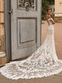 Val Stefani MONACO Mermaid Gown with See-Through Cathedral Train with Re-Embroidered Wildflower Lace Appliques and Hem Lace