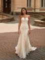 Val Stefani VALENCIA Sexy Strapless Sweetheart Mermaid Gown with Tapered Illusion Inset and Metallic Corded Lace Appliques