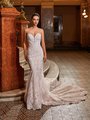 Val Stefani Bridal D8273 Sparkly Strapless Sweetheart Mermaid Wedding Dress With All-Over Filigree Lace And Illusion Plunge