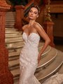 Val Stefani Bridal D8273 Glittery Strapless Sweetheart Bridal Gown With Filigree Lace Appliques and Narrow Illusion Inset