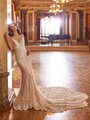 Val Stefani Bridal D8274 Beaded Sparkle Filigree Lace V-Neck Mermaid Wedding Dress With Beaded Straps And Ornate Hem Lace