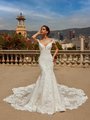ValStefani ELSA Breathtaking Rosette Glittler Tulle Portrait Neck with Illusion Inset Mermaid Wedding Dress
