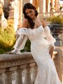 ValStefani LEONOR Beaded Lace Appliques and Sparkle Tulle Strapless Scoop Neck Mermaid with Detachable Long Sleeves Included