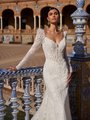 ValStefani DANIELA Detachable Illusion Long Juliet Sleeves on Beaded Straps V-Neck with Illusion Inset Mermaid Bridal Gown