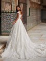 Romantic Off-Shoulder with Illusion Back Sparkly Fabrics Ball Gown with Cathedral Train ValStefani TATIANA
