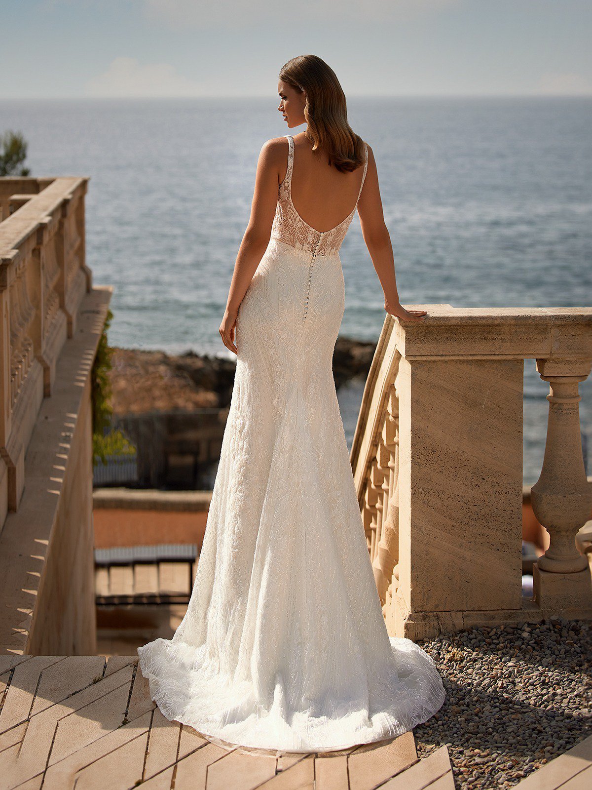 Square Neck Beaded Tulle Mermaid Raya Wedding Dress